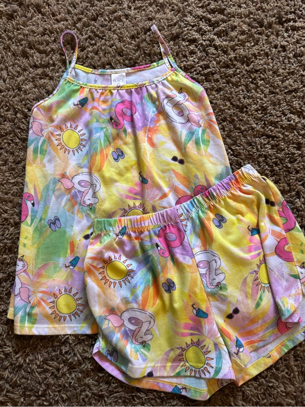 The Children's Place Pink, Yellow & Green Tropical Sleep Set